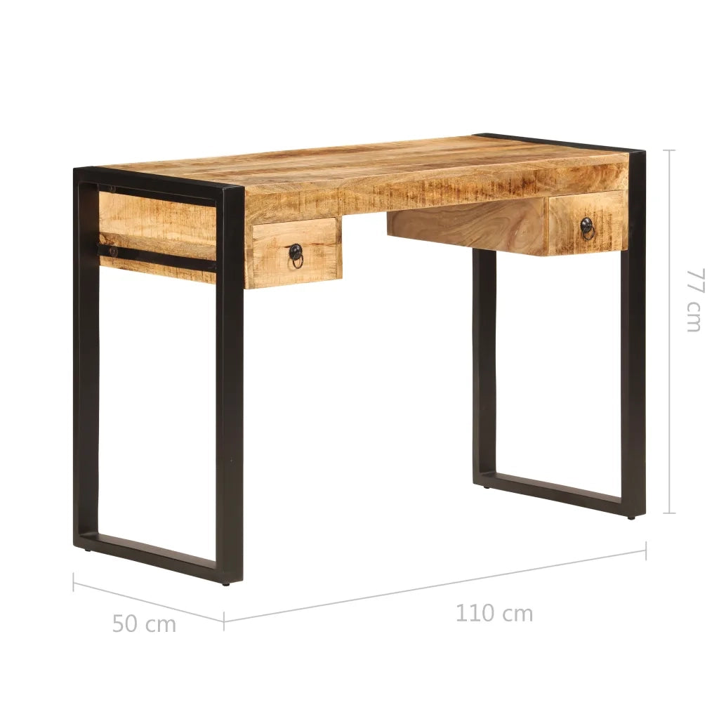 Scrivania con 2 Cassetti 110x50x77 cm Legno Massello di Mango 247400