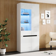 Vetrina 80x35x180 cm con LED Bluetooth in MDF bianca
