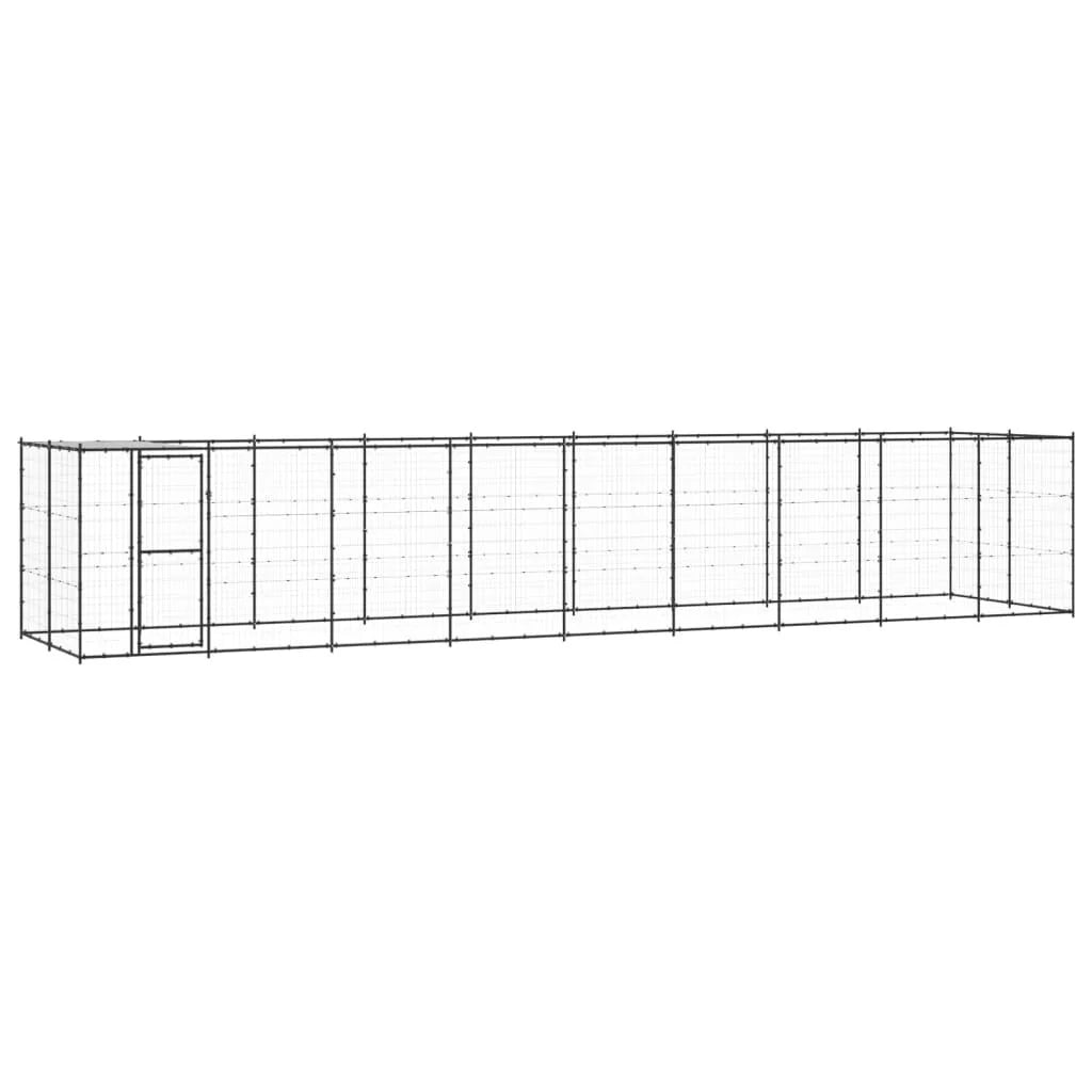Recinto per animali da esterno per cani in acciaio con tetto 21,78 m² 02_0000396