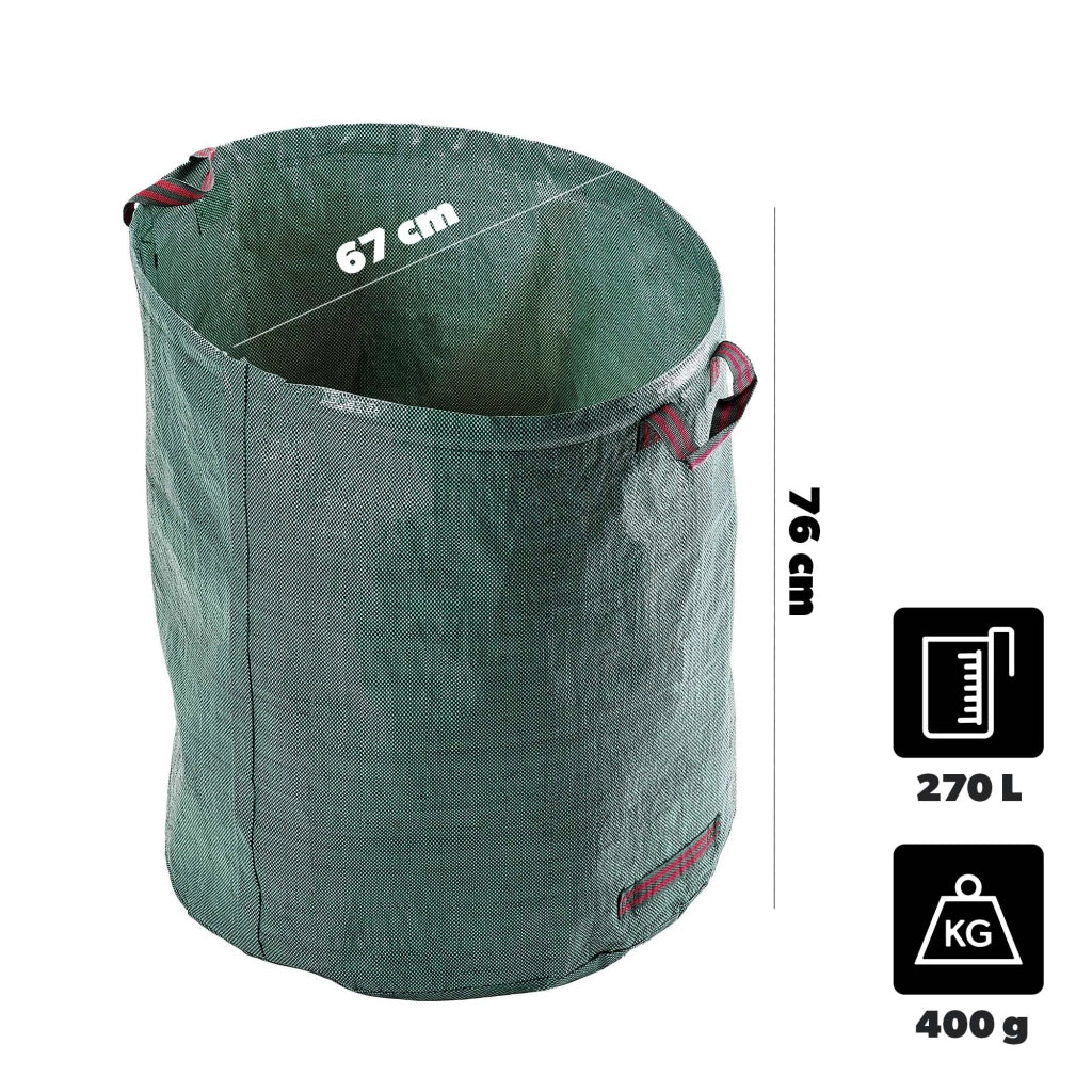 KADAX Sacchetto per foglie, rifiuti da giardino, erba, pieghevole, resistente, con maniglie, 270 L