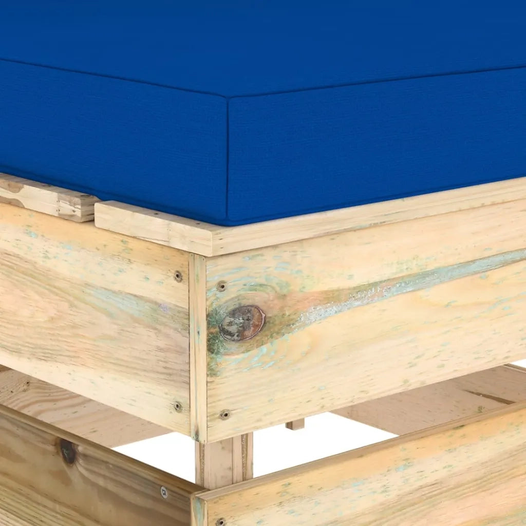 Divano Centrale Modulare con Cuscini in Legno Impregnato Verde 3074517