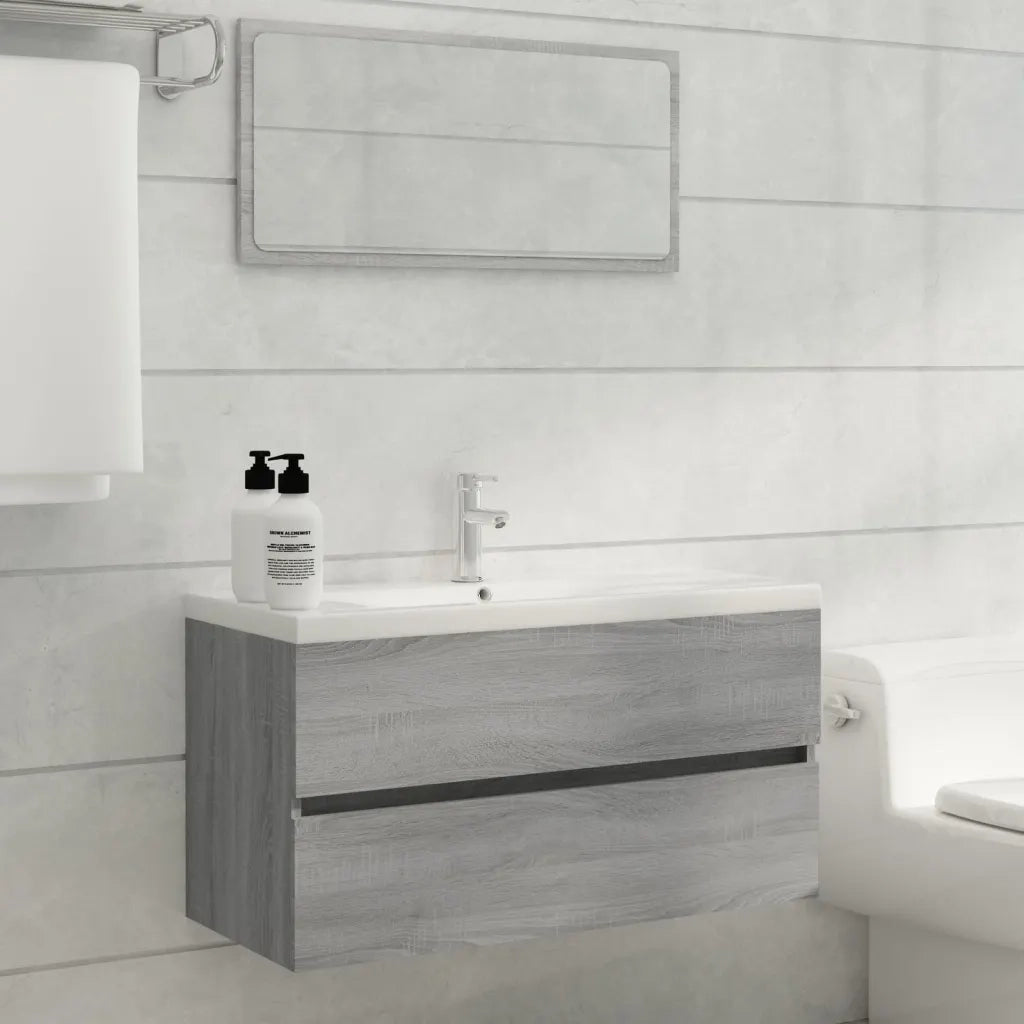Mobile Sottolavabo-Armadietto da bagno Grigio Sonoma 90x38,5x45cm Legno Multistrato