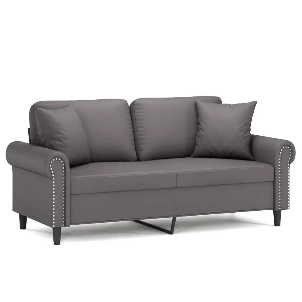 Divano a 2 Posti con Cuscini-Sofa 2 Posti con Cuscini Grigio 140 cm in Similpelle 891879