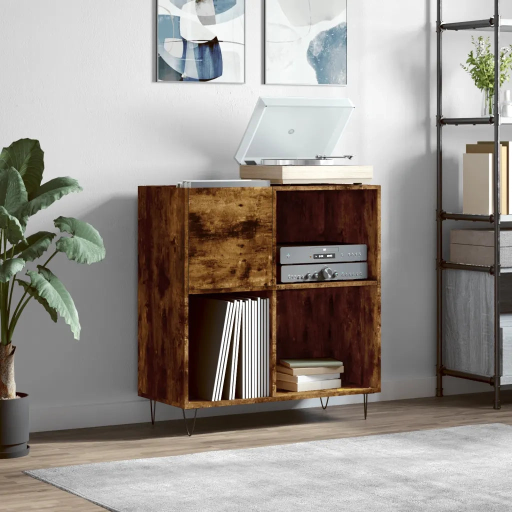 Mobile Porta Dischi Rovere Fumo 84,5x38x89 cm Legno Multistrato 831777