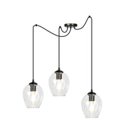 Lampadario Emibig LEVEL 3xE27 nero vetro trasparente