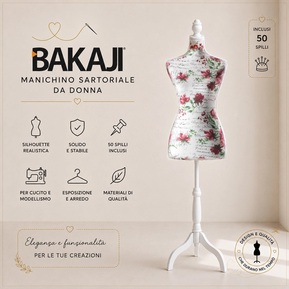 Manichino Sartoriale Femminile con 50 Spilli Modello Flowers Sartoria Donna