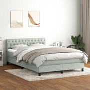 Letto a Molle con Materasso e LED Grigio Chiaro 160x210cm Velluto 3317175