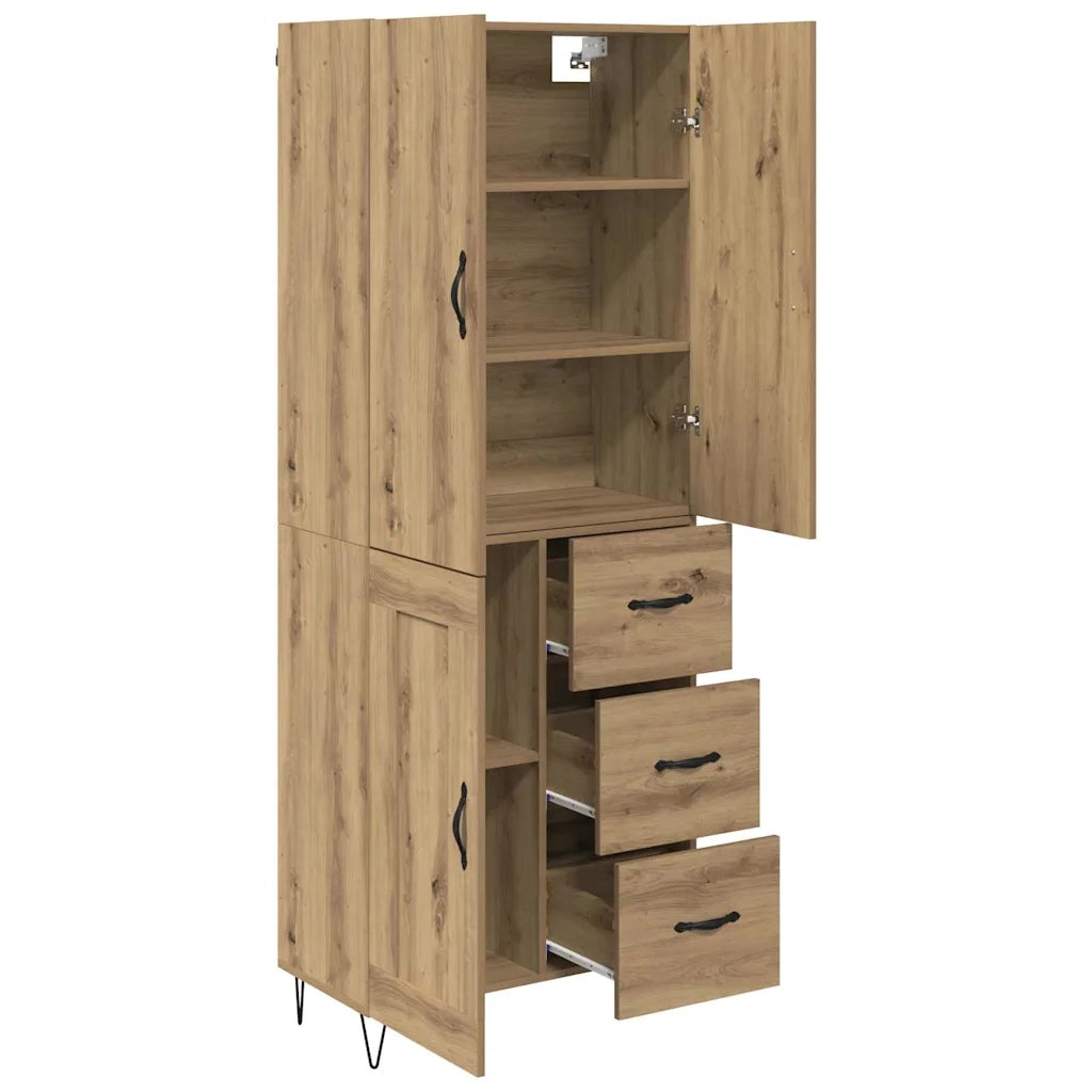 Credenza 2 pcs Rovere artigianale Legno ingegnerizzato e vetro