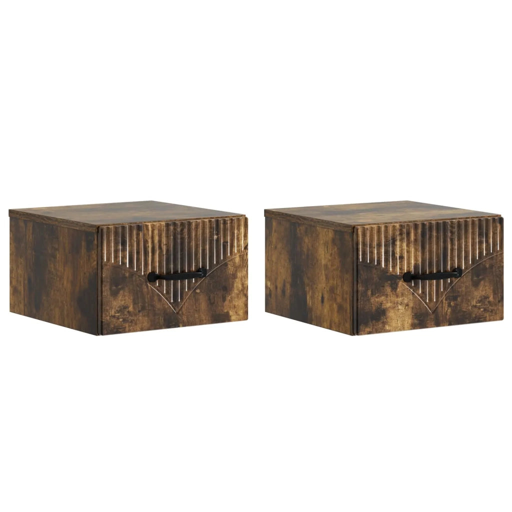 Mobiletto da notte a muro 2 pcs Rovere Fumo 34,5 x 33 x 20 cm 898946