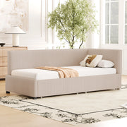 Letto a panca con 2 grandi cassetti - Xylo - 90x200 cm - Beige - Con rete a doghe
