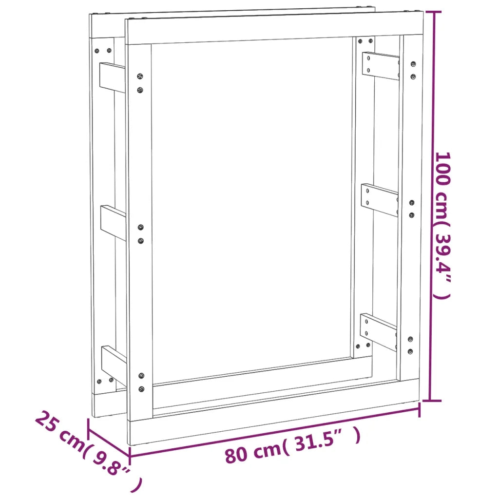 Portalegna Marrone Ambra 80x25x100cm in Legno Massello di Pino 822420