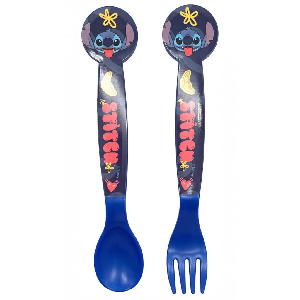 Set 5 Pezzi Stoviglie Stitch per Bambini Antiscivolo e Microondabili Bianco / Blu Disney