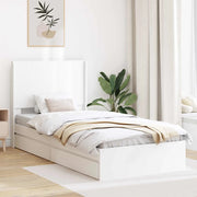 Struttura del letto con stoccaggio e testata Bianco 90 x 200 cm