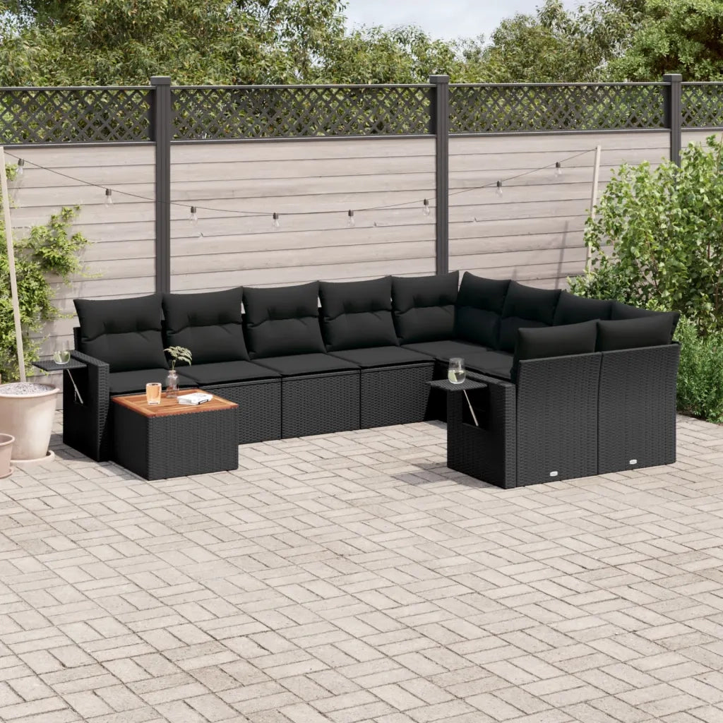 Set Divani da Giardino 10pz con Cuscini in Polyrattan Nerocod mxl 93349