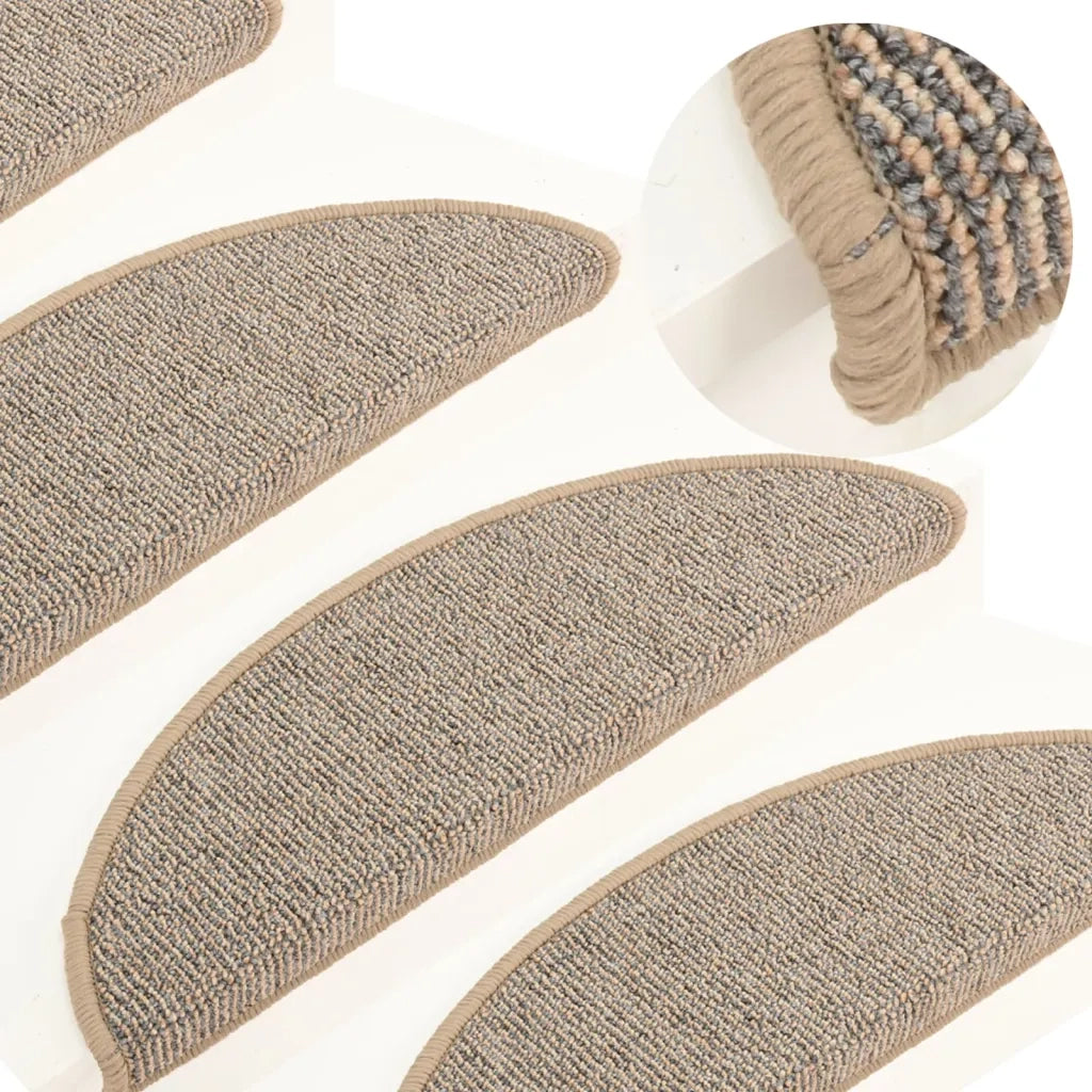 Tappetini per scale 15 pz 56x17x3 cm Marrone Semicircolari 149847
