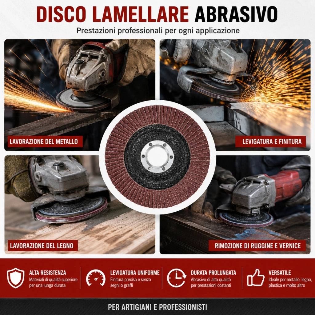 Set 10 Dischi Lamellari Abrasivi 115 mm Grana 40/60/80 40
