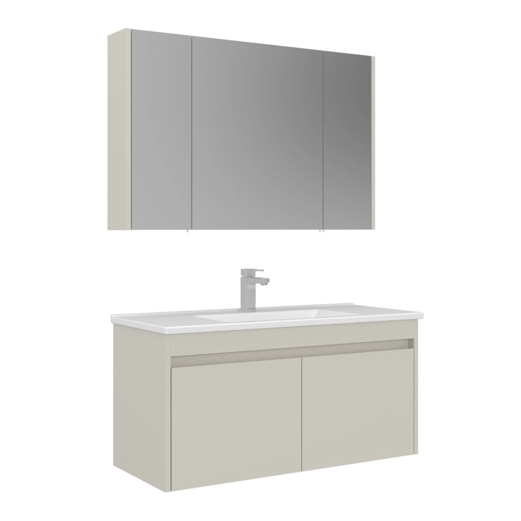 Set mobile lavabo con specchio (2 pezzi) "Arno 100" - 100 x 45 x 52 cm - Cashmere