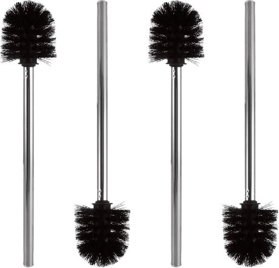 Set di spazzole per il water con maniglia in acciaio inossidabile, diametro spazzola 8,5 cm, spazzola per il water nera, spazzola per il water con maniglia in acciaio inossidabile, spazzola per bagno e water, completo (nero)