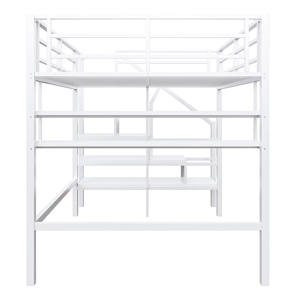 Letto a castello 140x200cm - Xylo - bianco, spazio vestizione, ripiani