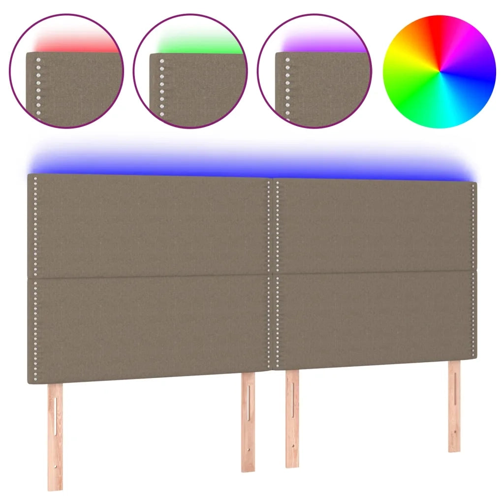 Testiera | Testata a LED Tortora 180x5x118/128 cm in Tessuto