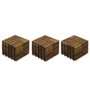 Piastrelle autobloccanti da esterno 12" x 12"; in legno di acacia giallo; spessore 0;75"