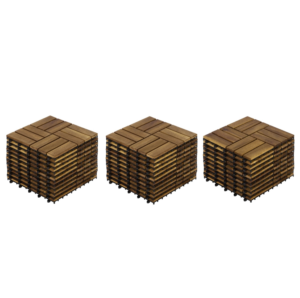 Piastrelle autobloccanti da esterno 12" x 12"; in legno di acacia giallo; spessore 0;75"