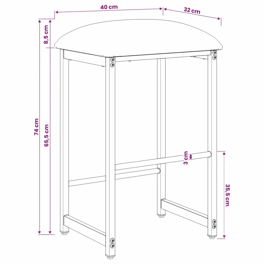 Sgabello da bar 2 pcs Grigio Scuro 40 x 32 x 74 cm 8006220