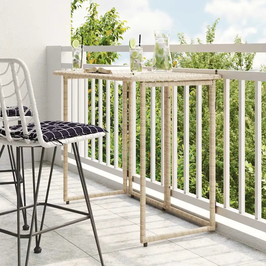 Tavolino da Giardino-Tavolo da Esterno-Tavolino da Patio Pieghevole Beige 90x51x75 cm in Polyrattan