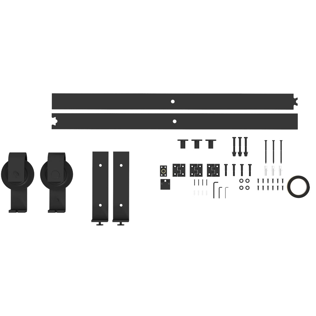 Kit Porta Scorrevole a Pannello Pieghevole per 2 Ante ¨C Zephmum ¨C Nero 122 cm