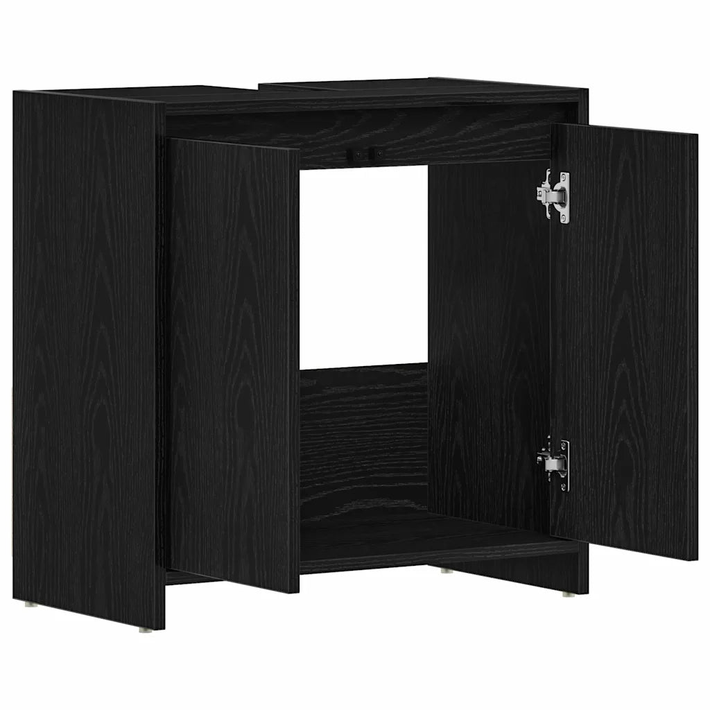 Armadietto Bagno | Armadio da bagno Rovere Nero 60x33x60 cm Legno Ingegnerizzato
