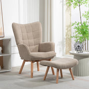 POLTRONA Relax con Pouf 72x80x101 cm Poliestere Cachi