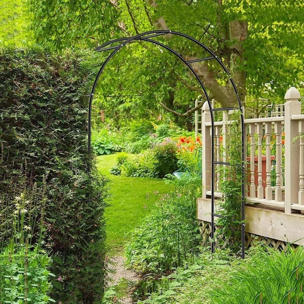 Arco in Ferro da Giardino per Piante Rampicanti Decorazione Terrazzo 140x240 cm