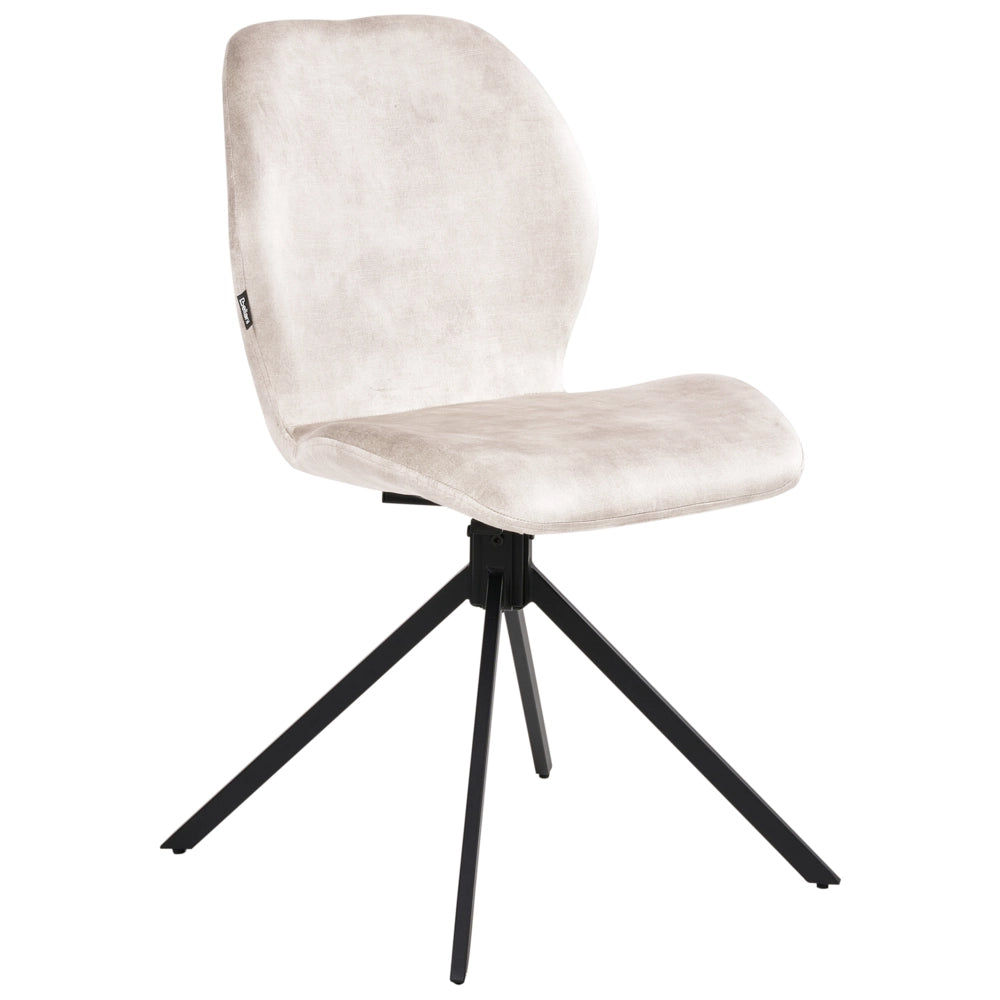 Set di 4 sedie da pranzo in velluto beige chiaro con gambe in ferro nero, girevoli a 180°, moderne e imbottite