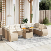 Set Divani da Giardino 11 pz con Cuscini Beige in Polyrattan