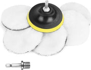 Set di 5 pad di pulitura a pelo di lana - Disco di pulitura 100mm con connettori a vite - Set di attacchi di pulitura - Adattatore di trapano per M10 - Macchina di pulitura auto