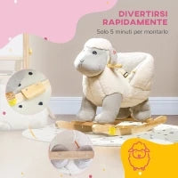 Cavallo a Dondolo per Bambini 18-36 Mesi a Forma di Pecorella con Suoni e Rivestimento Morbido, Grigio