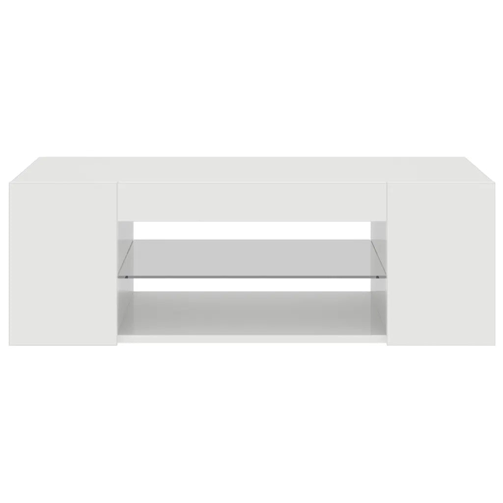 Mobile Porta TV con Luci LED Bianco Lucido 90x39x30 cm 804244