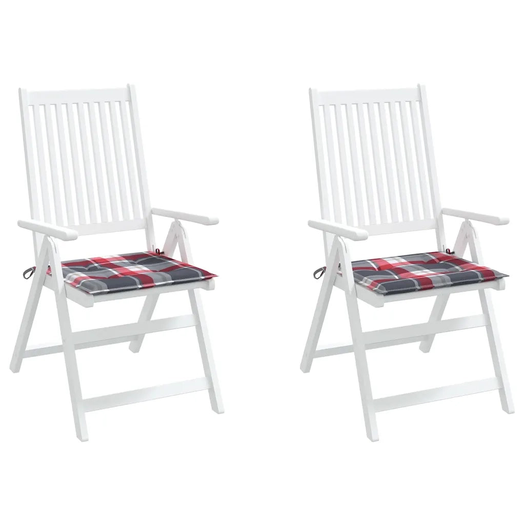 Cuscini per Sedia 2 pz a Quadri Rossi 50x50x4 cm Tessuto Oxford 314068