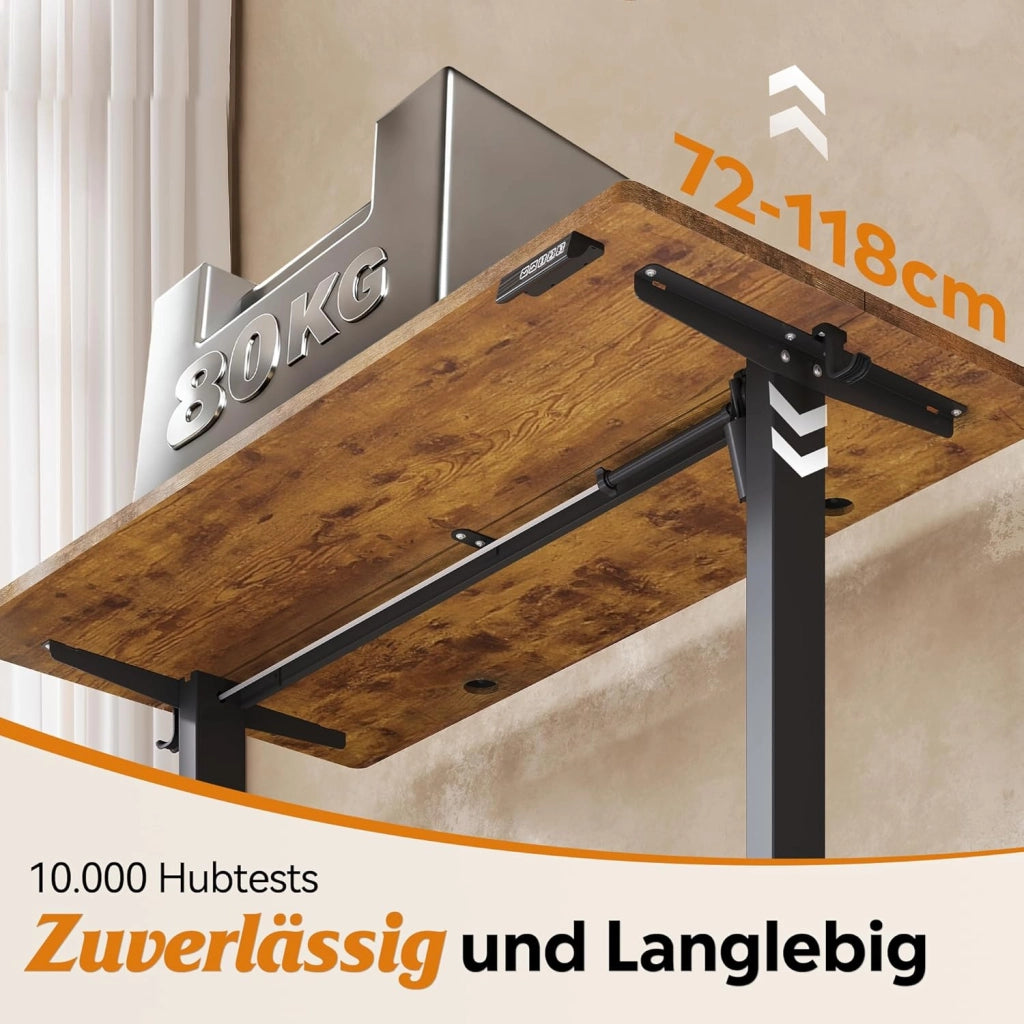 Scrivania regolabile in altezza ¨C zephmum ¨C 140x70 cm, marrone