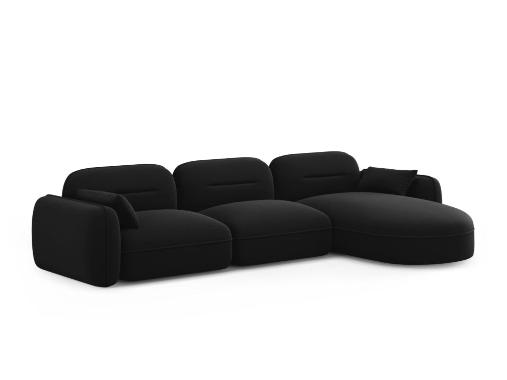 Cosmopolitan Design - Divano angolare modulare destro "Sydney" 4 posti in velluto nero 