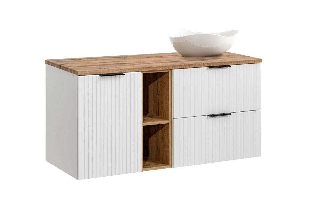Set mobili bagno 120 cm con piano e lavabo da appoggio Cloud Adel White 120 x 1401 x 46 cm