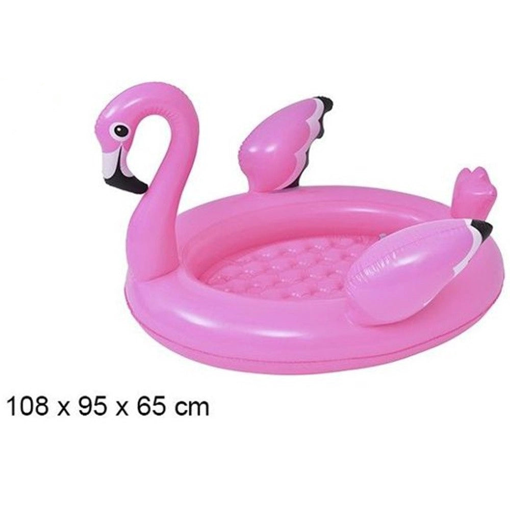 Trade Shop - Piscina Gonfiabile Per Bambini Forma Di Fenicottero Rosa Giardino 108x95x65cm 016148 -