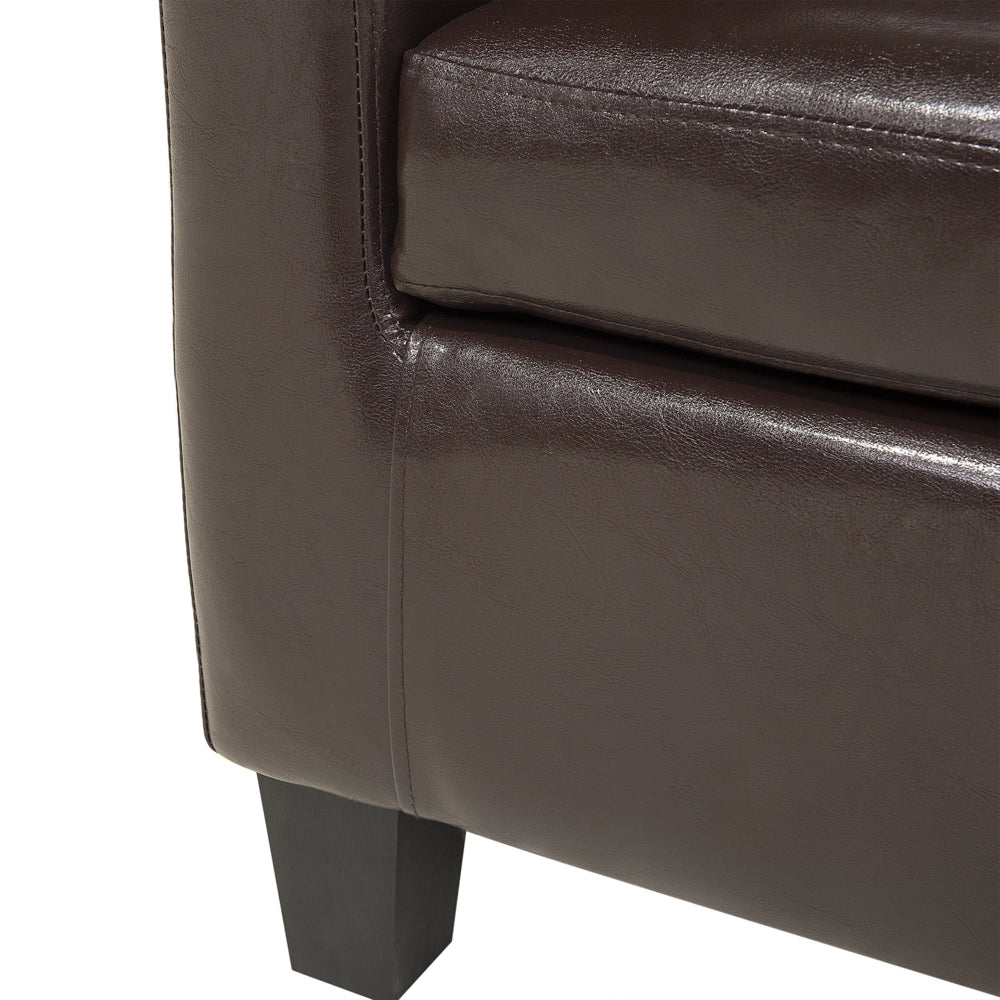 Poltrona Sedia Club Marrone Ecopelle Imbottita Con Schienale Basso Vasca Design Retrò