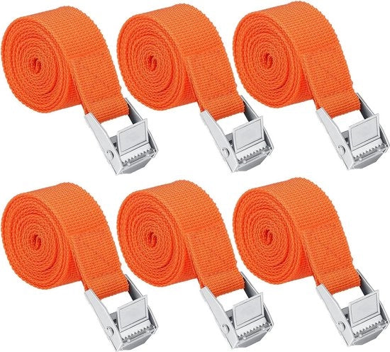 Cinture di allaccio regolabili da 50 cm - Cinture di sicurezza in acciaio inossidabile con chiusura a vite - Cinture di fissaggio per portabici e trasporto Cinture di allaccio con rulli
