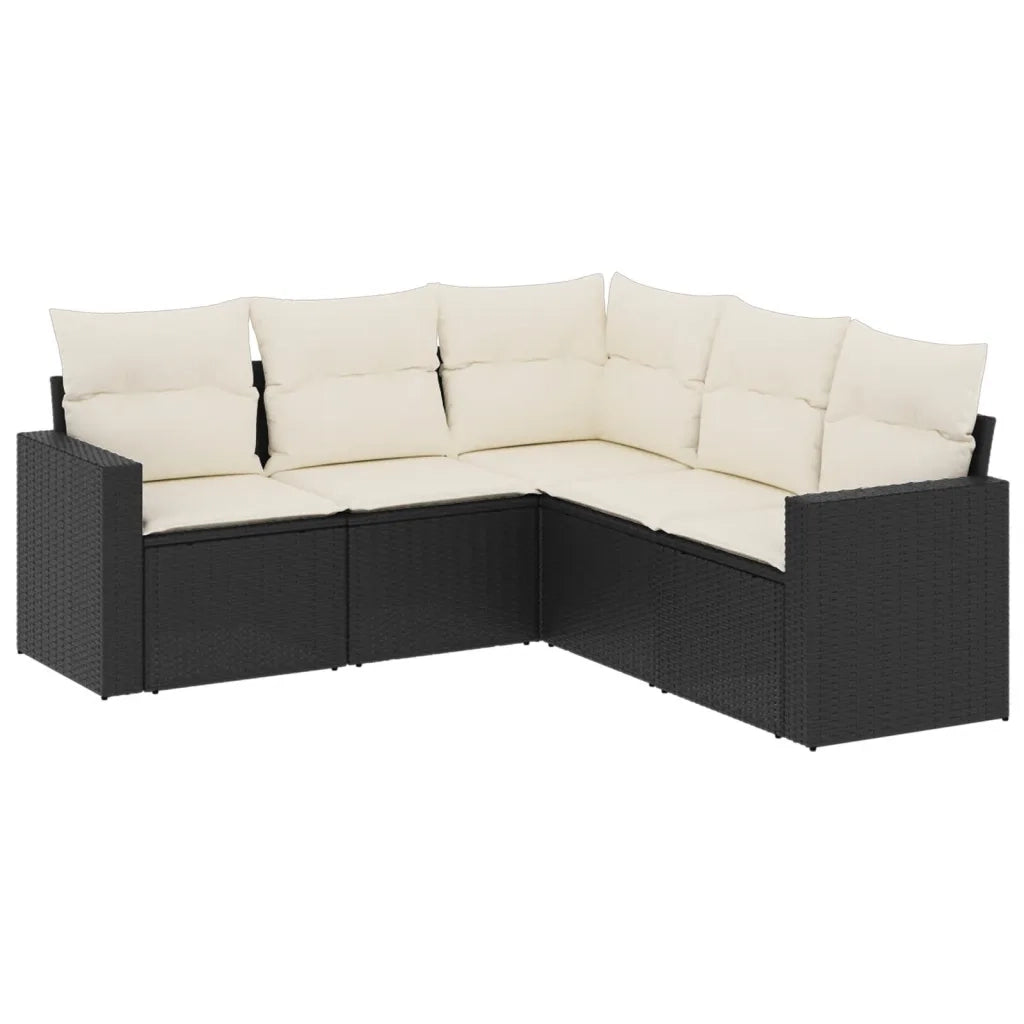 Set Divani da Giardino 5 pz con Cuscini in Polyrattan Nero 3218936