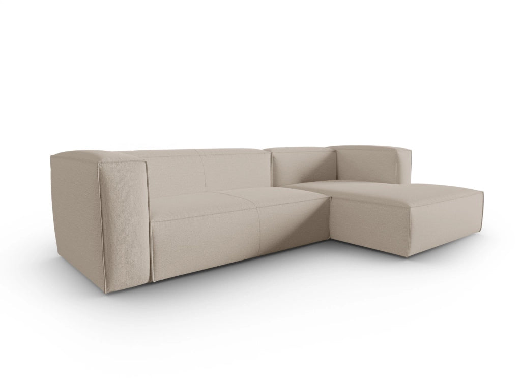 Cosmopolitan Design - Divano angolare destro "Mackay" 4 posti in velluto strutturato beige 