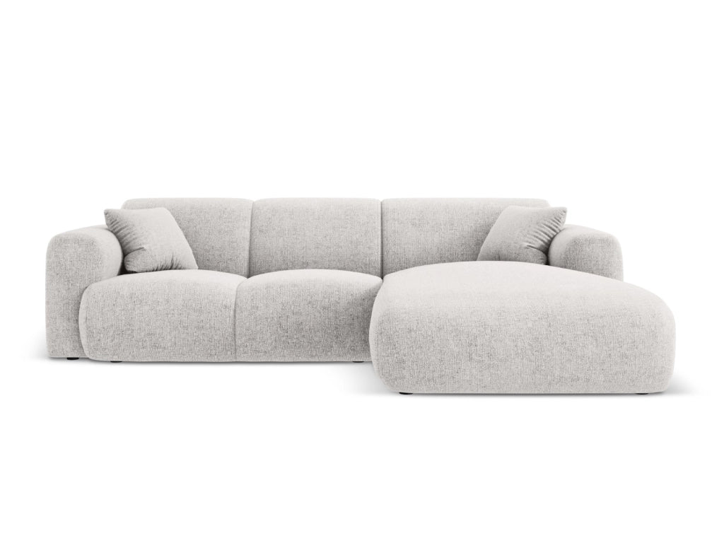 Cosmopolitan Design - Divano angolare destro "Nolio" 4 posti in ciniglia grigio chiaro 