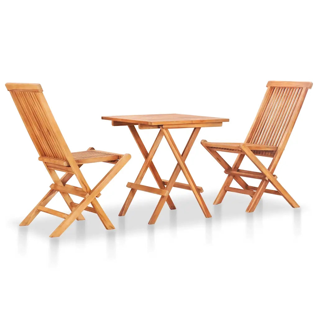 Set da Bistrot 3 pz | Set Salotto da Giardino con Cuscini Beige in Legno Massello di Teak