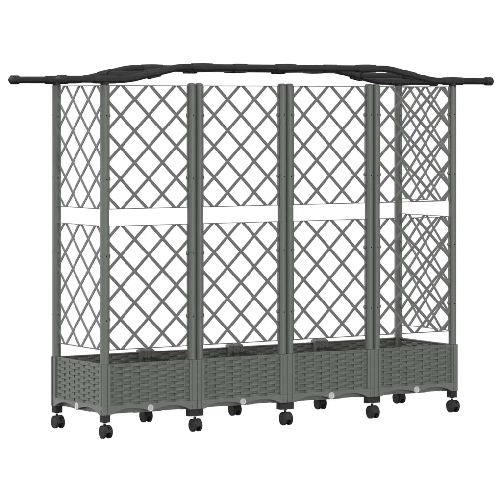 Letto Rialzato con Griglia e Tetto Grigio Chiaro PP 3423155