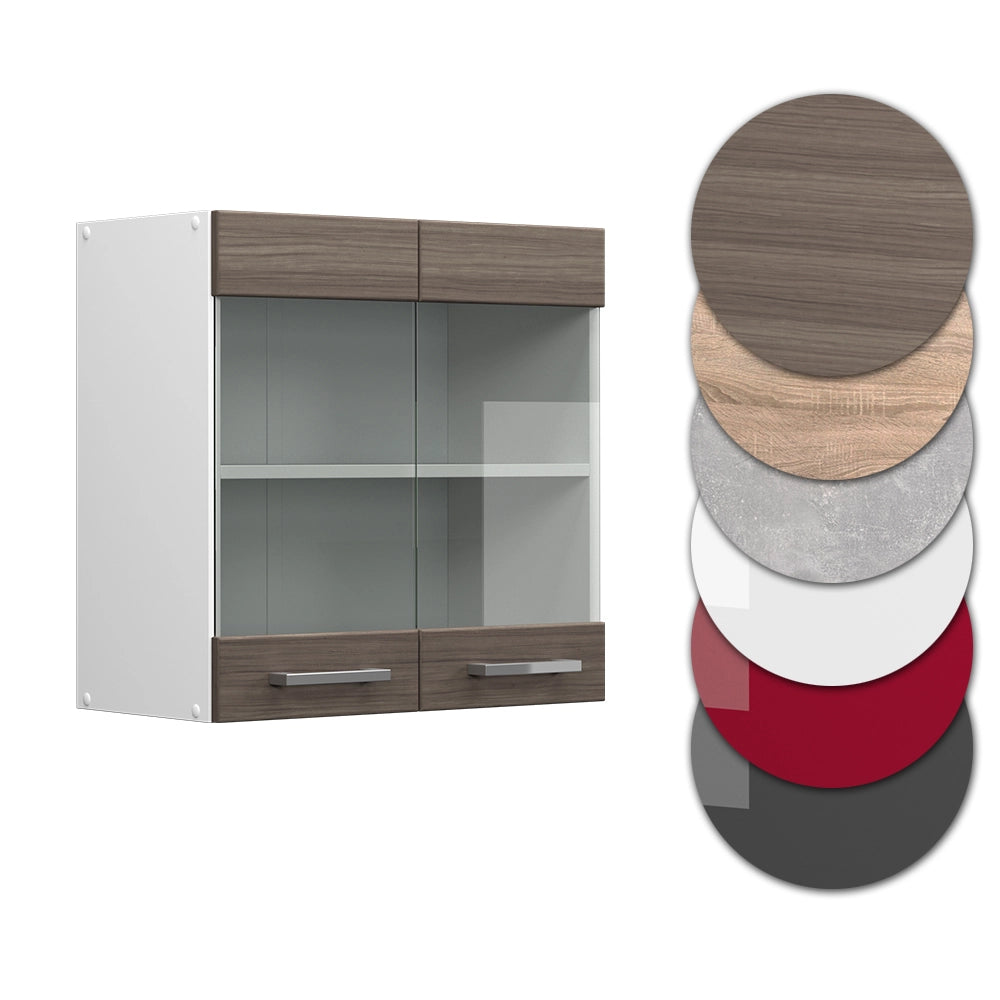 Vicco Mobile da cucina in vetro Grigio 60 cm